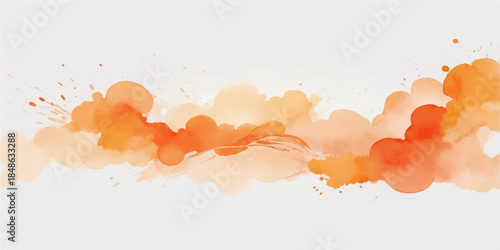 Abstract watercolor design with blue sky, colorful cloud splashes, and a bright summer sun