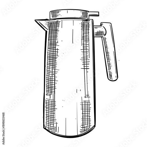 Thermal jug pitcher vector line art hand drawn illustration
