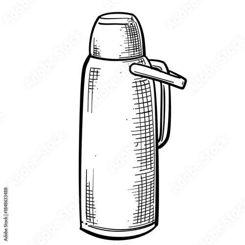 Thermos vector line art hand drawn illustration