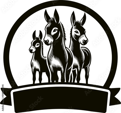 black 3 donkey logo in a circle
