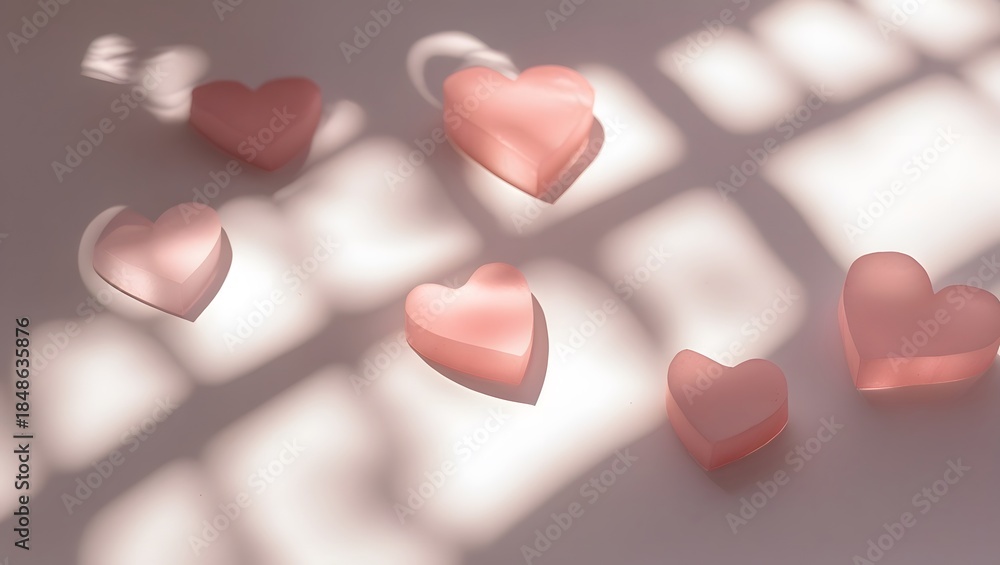 Fototapeta premium Elegant Minimalist Valentine Background with Heart Shadows. Ideal for luxury branding and editorial use