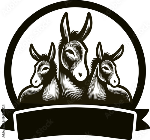black 3 donkey logo in a circle