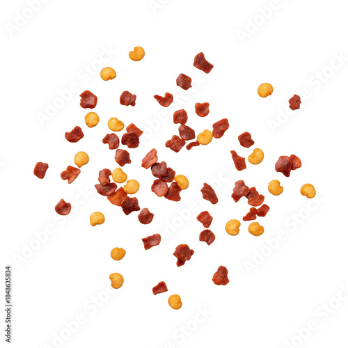 Spice up your cooking with vibrant flakes of chili pepper and mustard seeds burst