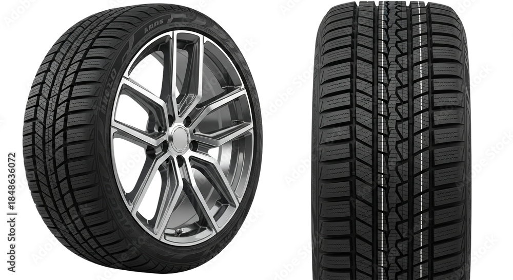 Fototapeta premium Car wheel isolated on transparent background