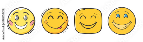A delightful array of smiley faces capturing different moods of happiness and cheer