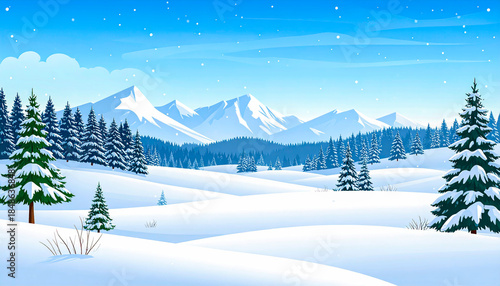 Frosty panoramic winter fields blanketed in snow, subtle shadows and quiet natural beauty.
