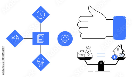 Business decision-making process. Business icons financial growth, effective resource allocation, and productivity. Business efficiency boosting profitability and performance. For startups, finance