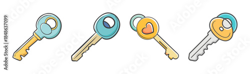A delightful collection of colorful cartoon keys, perfect for unlocking fun and imagination