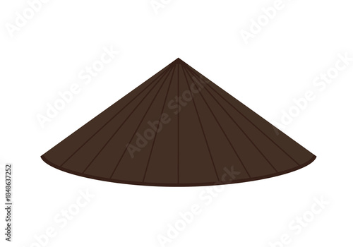 Illustration of a brown conical shape viewed from the side on a plain background
