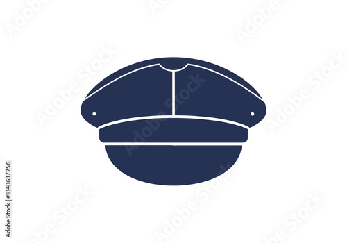 Simple illustration of a classic navy blue beret viewed from the front