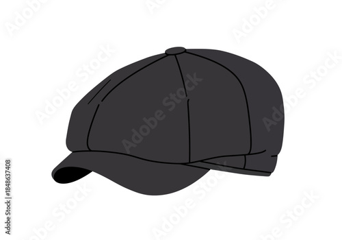 Stylish Dark Gray Newsboy Cap with Button Detail.