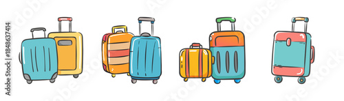 A vibrant collection of colorful travel suitcases and luggage for your next adventure