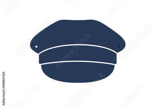 Dark Blue Officer Cap with White Accents Illustration.