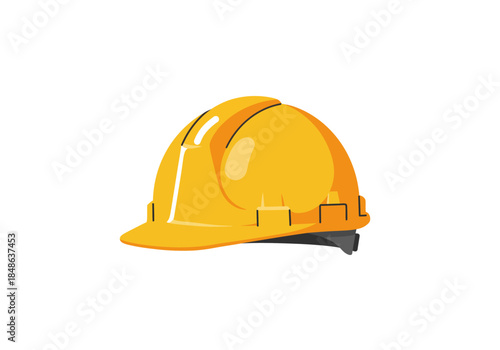 Yellow Construction Hard Hat with Black Chin Strap.