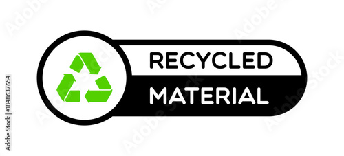 Vector Recycled Material Label on White Background