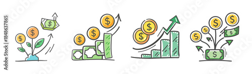 Illustrative concepts of financial growth, investment, and wealth accumulation