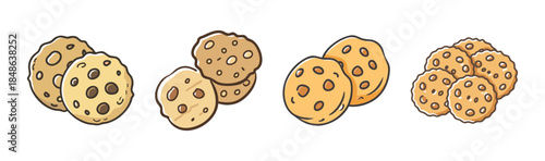 A delightful assortment of delicious cookies in various groupings, perfect for a sweet treat