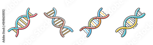 Colorful dna double helix structures representing genetics and molecular biology