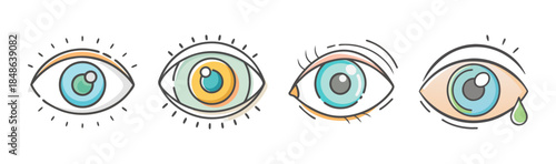 A collection of diverse human eyes showing various expressions and states of vision