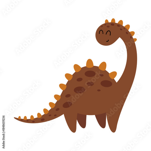 Cute dinosaur clipart, isolated prehistoric animal in pastel cartoon style. Vector illustration