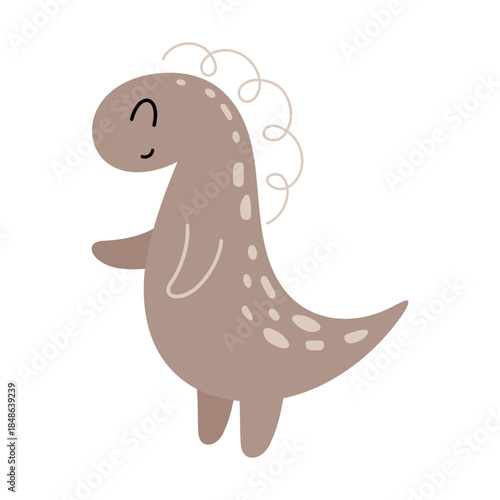Cute dinosaur clipart, isolated prehistoric animal in pastel cartoon style. Vector illustration