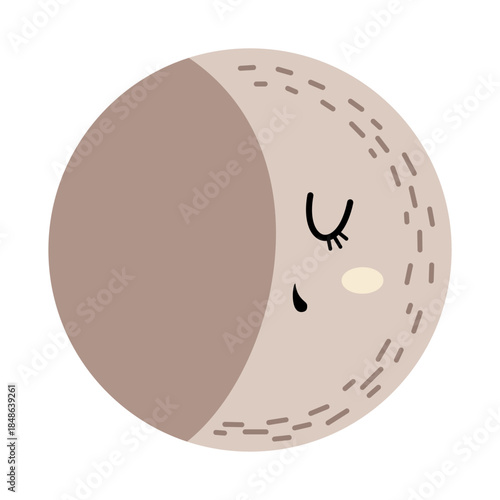 Cute full moon clipart in boho style. Celestial vector illustration.