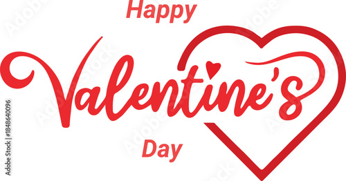 Happy valentines day elegant script text with heart outline design