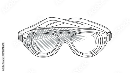 Minimalist diving goggles with tropical leaf reflection