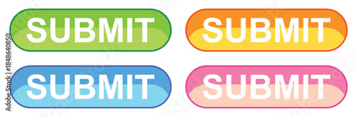 Submit Button, Clickable Ribbon Icon, Isolated Vector Design.