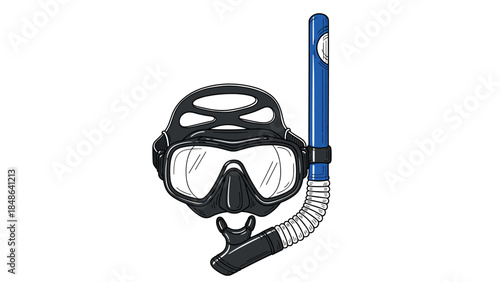 Stylish snorkeling gear with mask and snorkel in colorful design