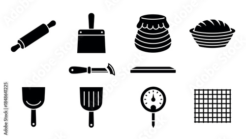 Silhouette kitchen utensils for baking: tools and accessories collection
