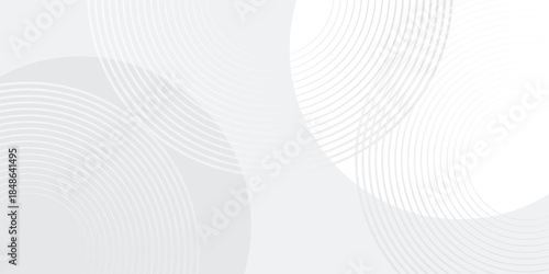 White geometric abstract background overlap layer on bright space with lines effect decoration. Modern graphic design element circles style concept for banner, modern vector ilustration eps 10