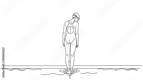 Minimalist line art of swimmer in pool