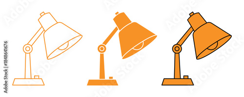 Modern Table and Floor Lamps, Adjustable Reading Light, Home and Office Decor, Vector Design.