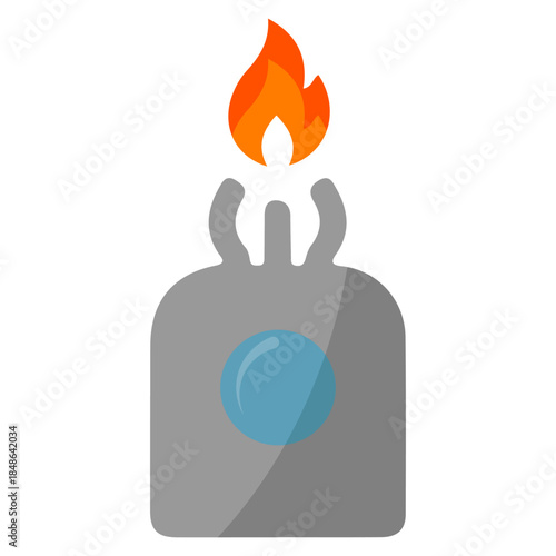 Vector illustration of a hand holding a flaming torch icon with orange light and burn design elements for a hot candle flame art set