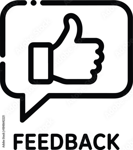Feedback icon with thumbs up in chat bubble