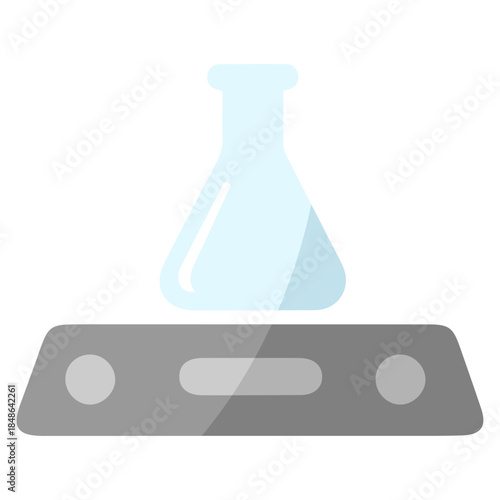 A medical glass beaker and laboratory test tube container with blue chemical liquid for a science experiment isolated on a white background vector illustration