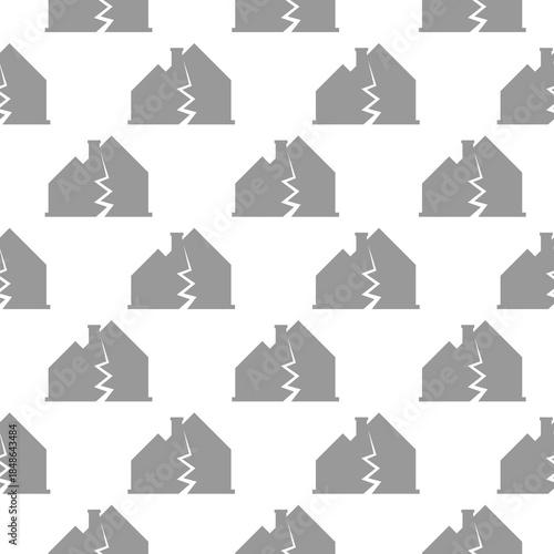 Damage broken house seamless pattern isolated on white background