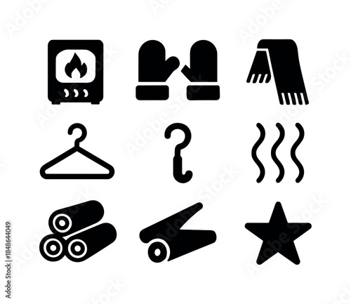 Frosty Sunlight Icons. Frosty sunlight icons. Filled icon set of frosty sunlight icons: winter branch shape,