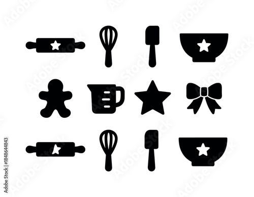 Winter Icons Set. Winter greetings icons. Filled icon set of winter greetings icons: postcard outline,