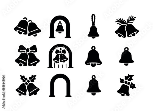 Festive Lamp Icon Set. Warm lamps lighting festive home interior. Filled icon set of warm lamps lighting