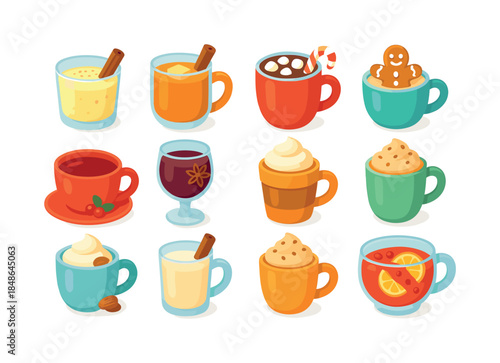 Arctic Icons Collection. Arctic landscape elements. Colorful flat vector icons set of arctic landscape