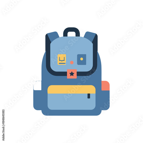 Blue Backpack Icon With Yellow Accents For School or Travel