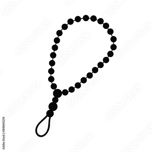 Islamic Prayer Beads Tasbih Silhouette Icon in Black Flat Vector Style for Dhikr and Worship Design