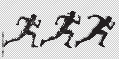 Athletes running silhouettes Vector