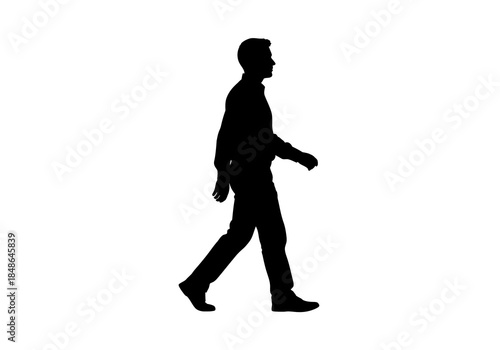 Silhouette of a Man Walking in Profile.