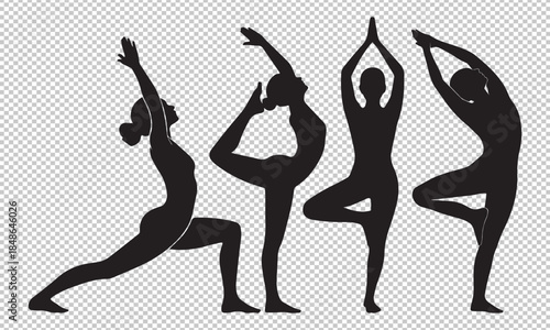 Silhouettes of yoga poses Vector