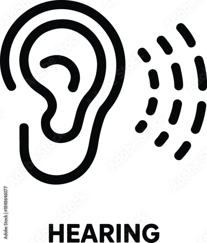 Hearing and Sound Waves Icon Illustration