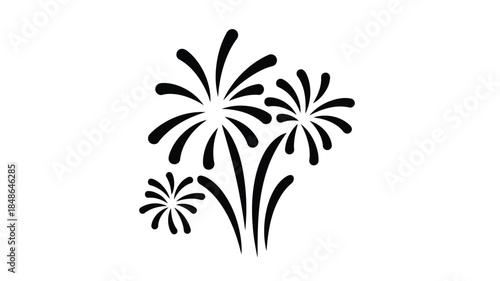 Abstract firework display with multiple bursts a striking black silhouette