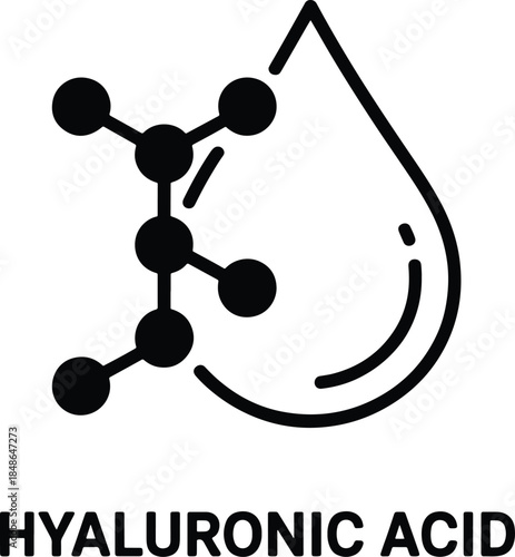 Hyaluronic Acid Molecule and Drop Illustration